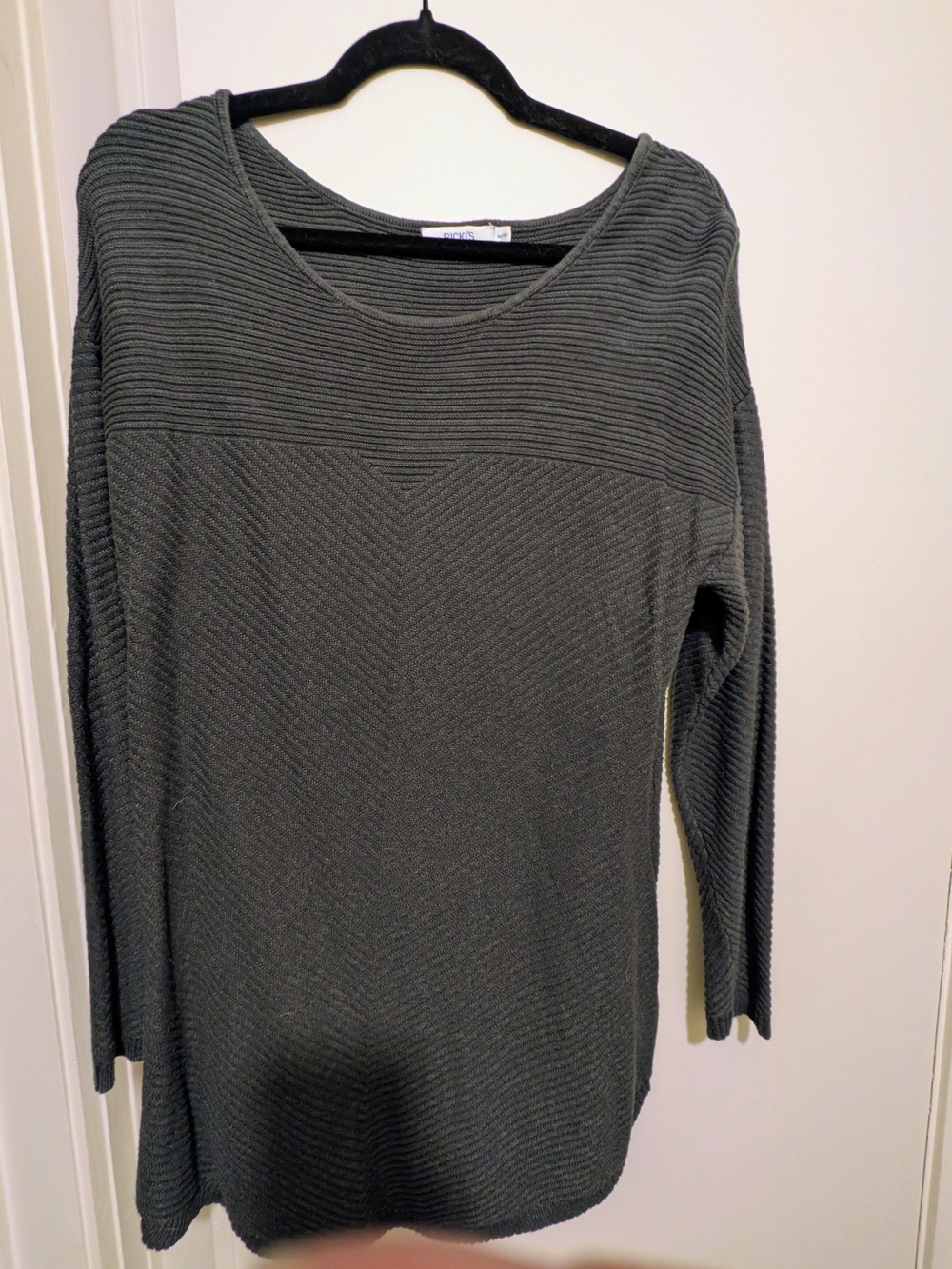 Women's Textured Long Sleeve Tunic Top - Dark Gray